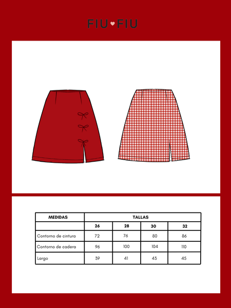 Falda LATIDO vichy rojo