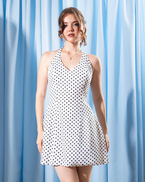 Vestido ESPRESSO blanco polkadots