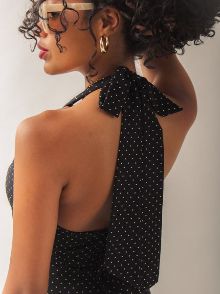 Vestido ESPRESSO negro polkadots