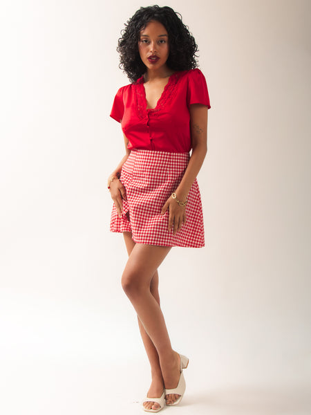 Falda LATIDO vichy rojo