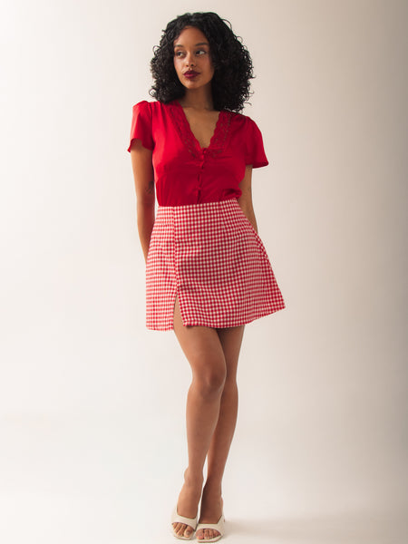 Falda LATIDO vichy rojo