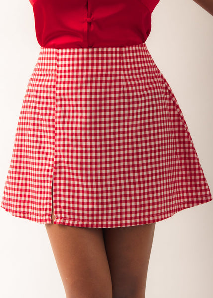 Falda LATIDO vichy rojo