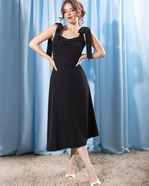 Vestido MACCHIATO negro polkadots